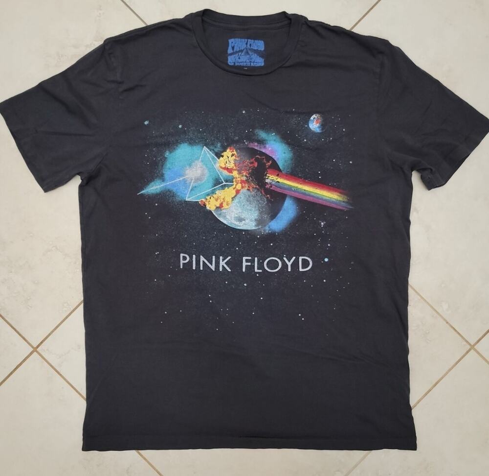Pink Floyd T-Shirt Adult Large Black Dark Side Of The Moon Graphic Band Tee USA